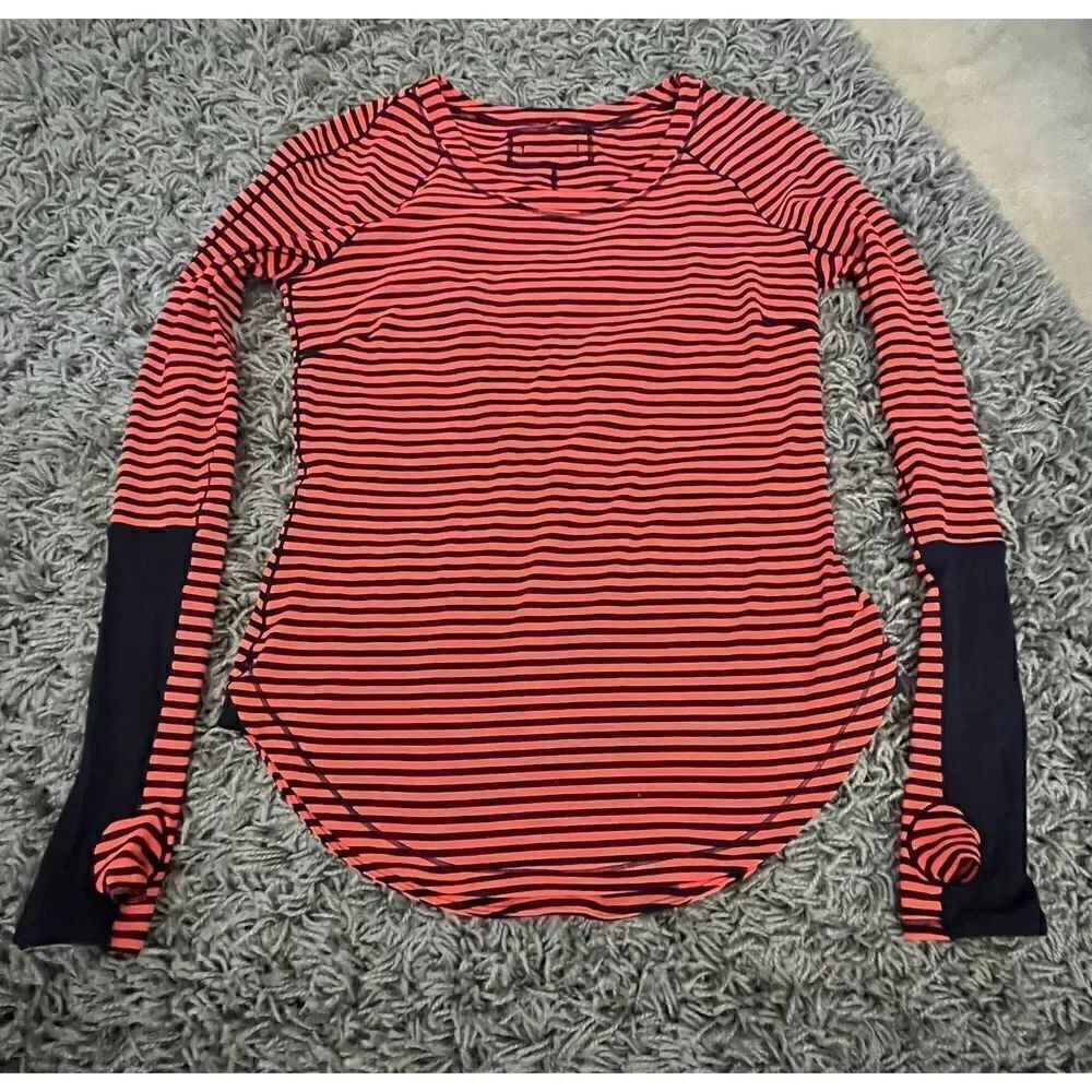 Lululemon Bright Orange & Blue Long Sleeve Running Top